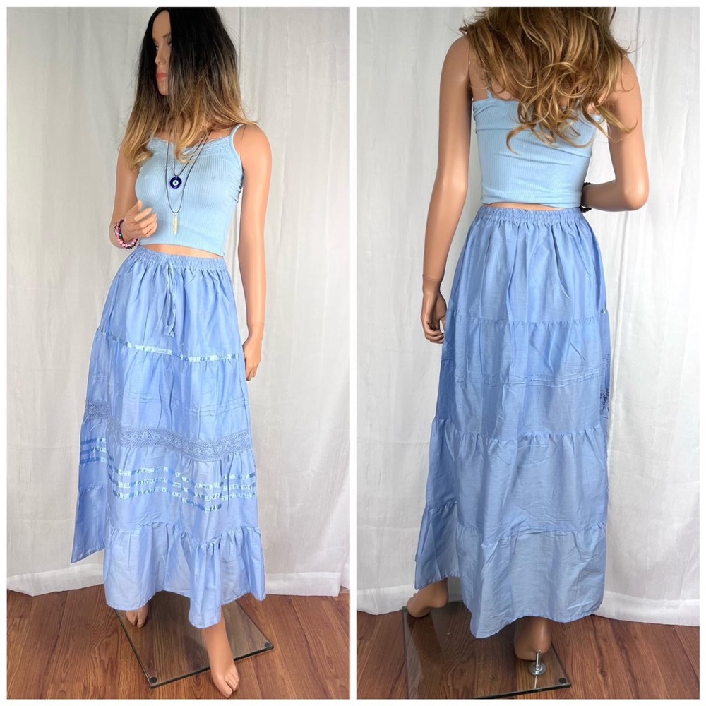 Cottagecore Long Skirt Baby Blue